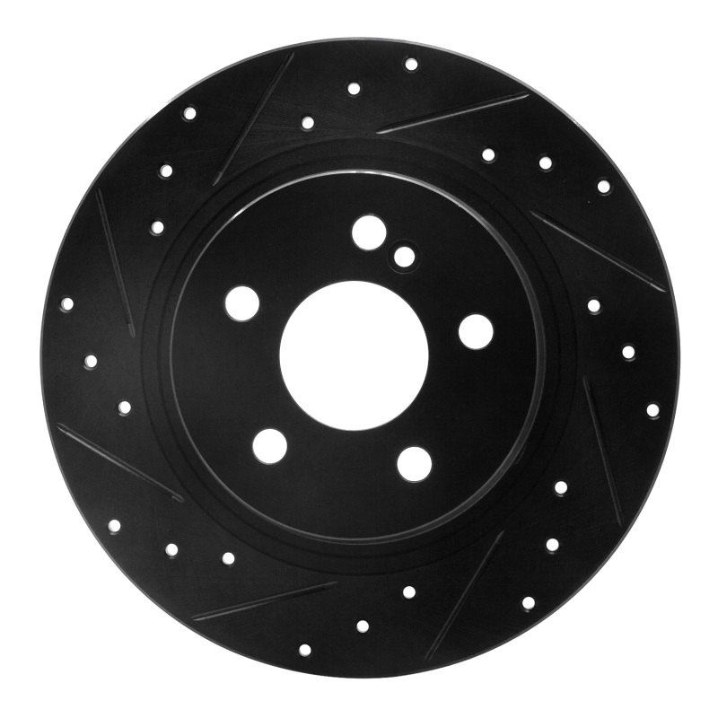 R1 08-15 Mercedes-Benz C250 Rear Left Drilled & Slotted Black Brake Rotor