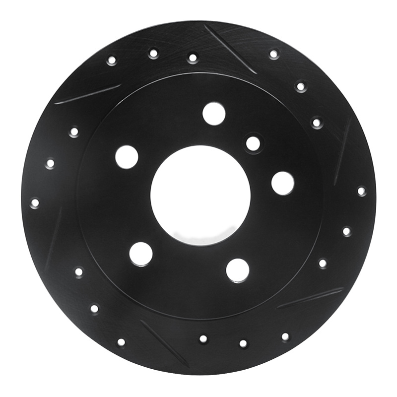 R1 06-11 Mercedes-Benz B200 Rear Right Drilled & Slotted Black Brake Rotor