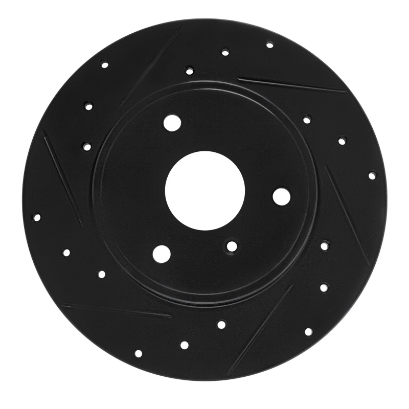 R1 05-16 Smart Fortwo Front Left Drilled & Slotted Black Brake Rotor
