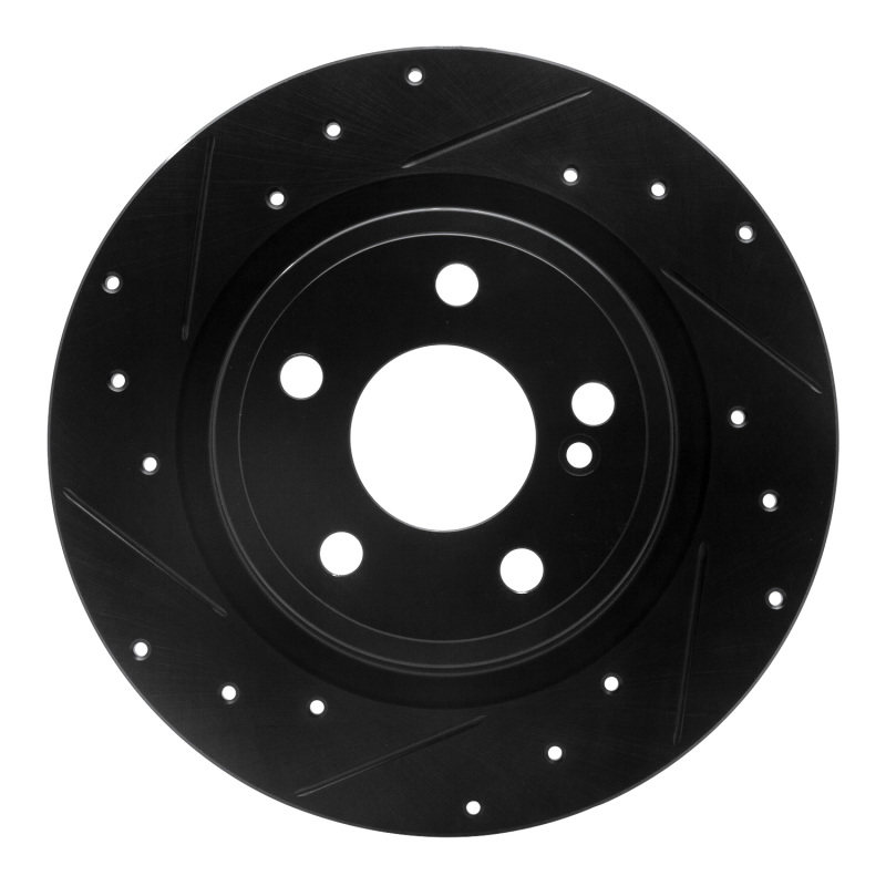 R1 14-20 Infiniti QX30 Rear Left Drilled & Slotted Black Brake Rotor