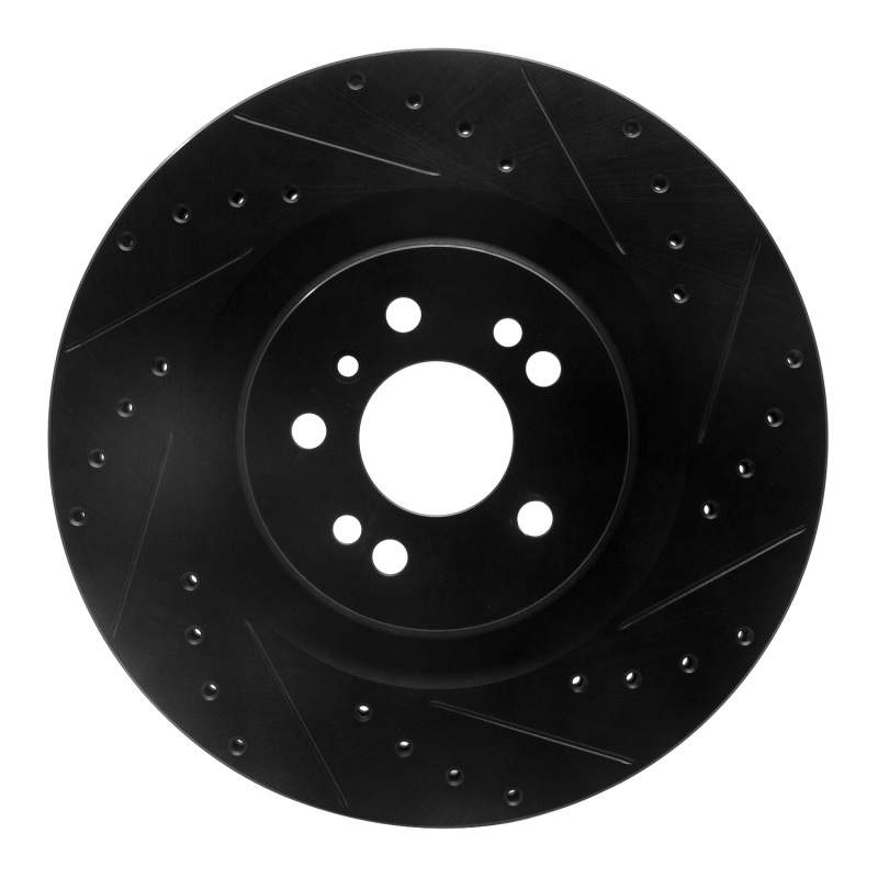 R1 06-12 Mercedes-Benz R350 Front Right Drilled & Slotted Black Brake Rotor