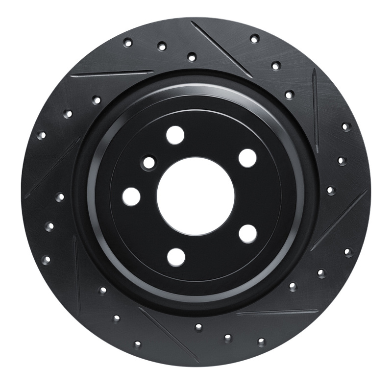 R1 12-18 Mercedes-Benz GLE350 Rear Right Drilled & Slotted Black Brake Rotor