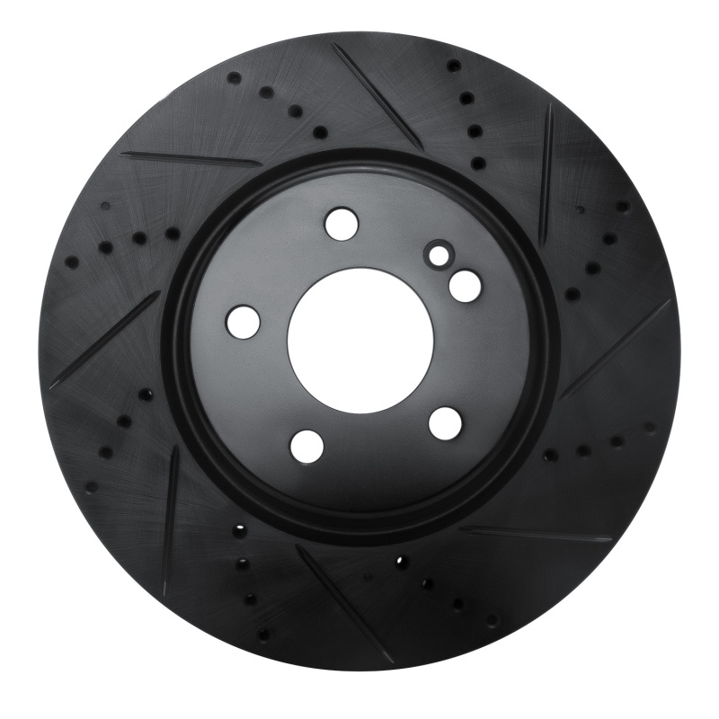 R1 16-23 Mercedes-Benz GLC350e Rear Right Drilled & Slotted Black Brake Rotor