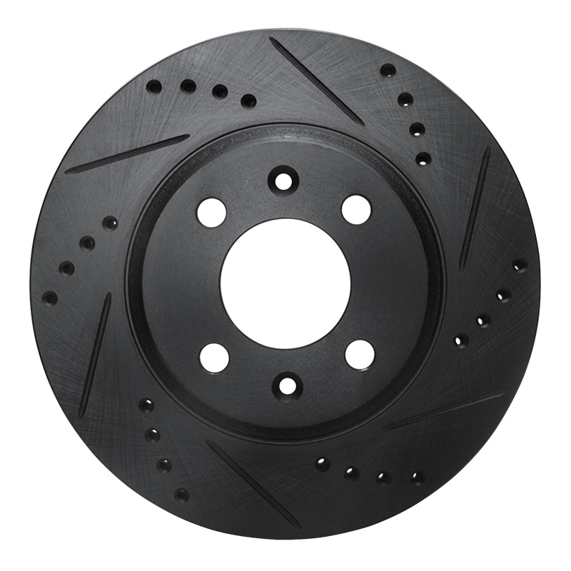 R1 87-93 Saab 900 Front Right Drilled & Slotted Black Brake Rotor