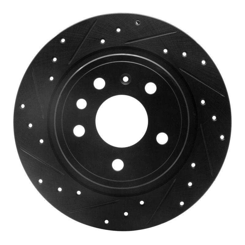 R1 99-10 Saab 9-5 Rear Left Drilled & Slotted Black Brake Rotor