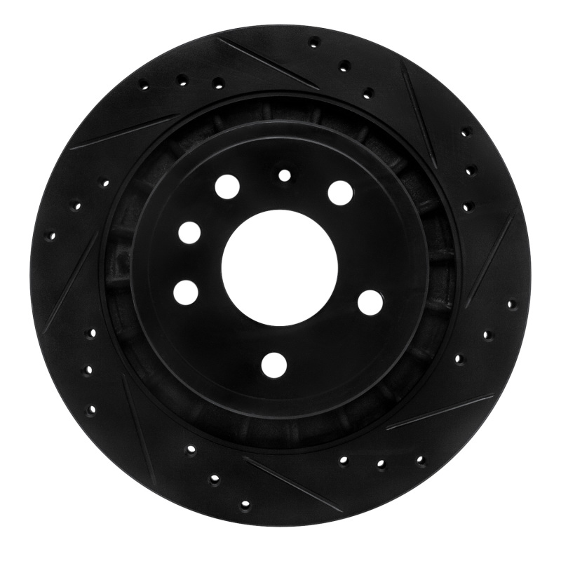 R1 02-10 Saab 9-5 Rear Right Drilled & Slotted Black Brake Rotor