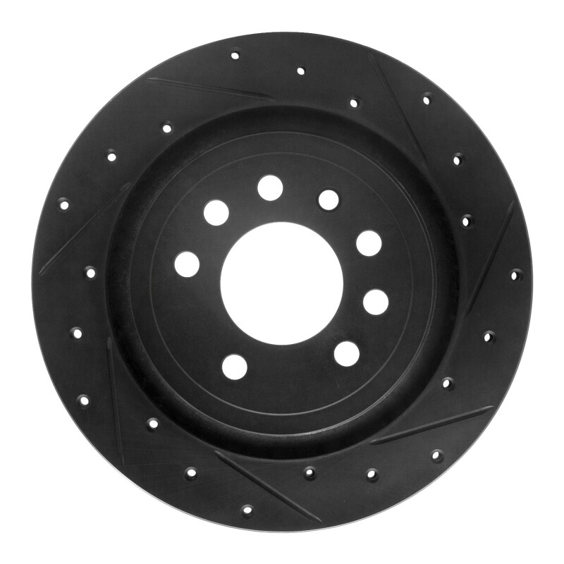 R1 08-11 Saab 9-3 Rear Right Drilled & Slotted Black Brake Rotor