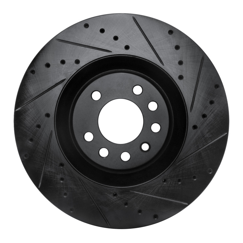 R1 08-11 Saab 9-3 Front Right Drilled & Slotted Black Brake Rotor