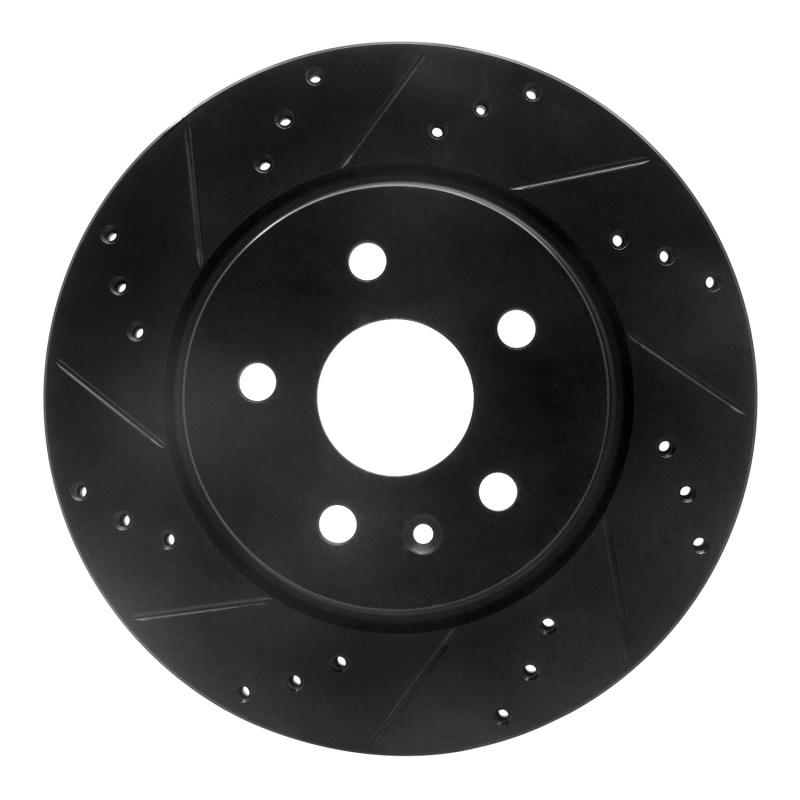 R1 10-25 Buick Allure Rear Left Drilled & Slotted Black Brake Rotor