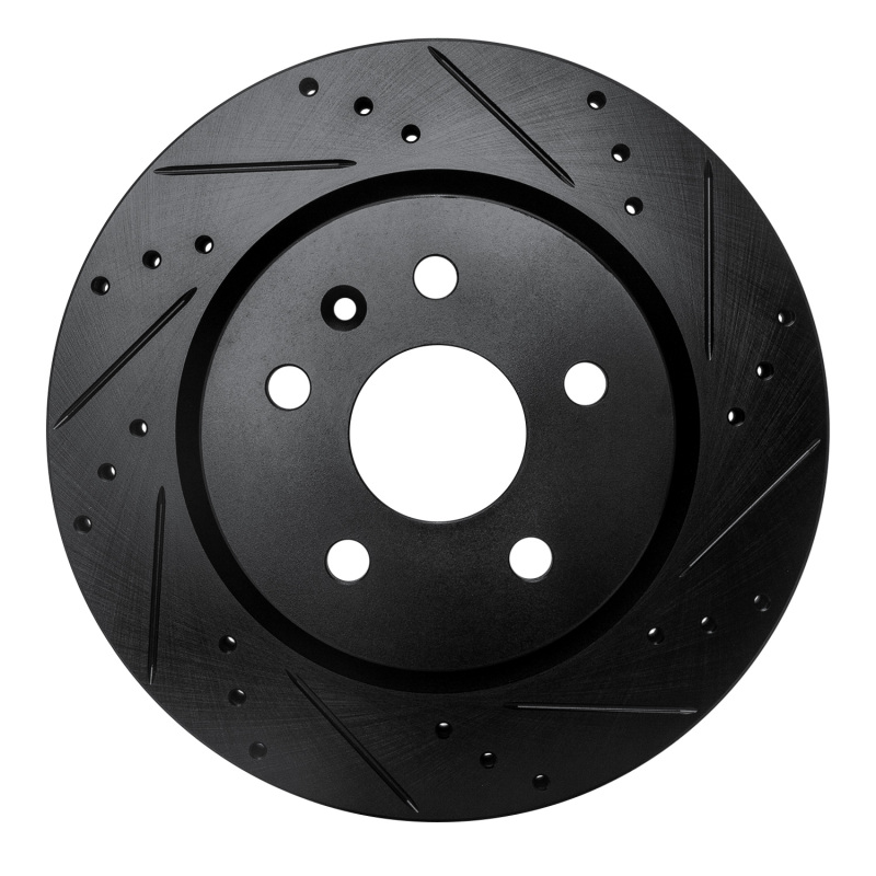 R1 10-25 Buick Regal Rear Right Drilled & Slotted Black Brake Rotor