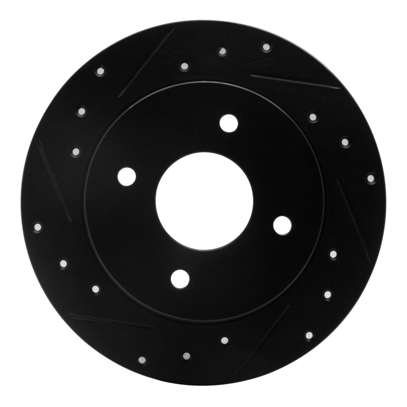 R1 79-81 Nissan 200SX Rear Left Drilled & Slotted Black Brake Rotor