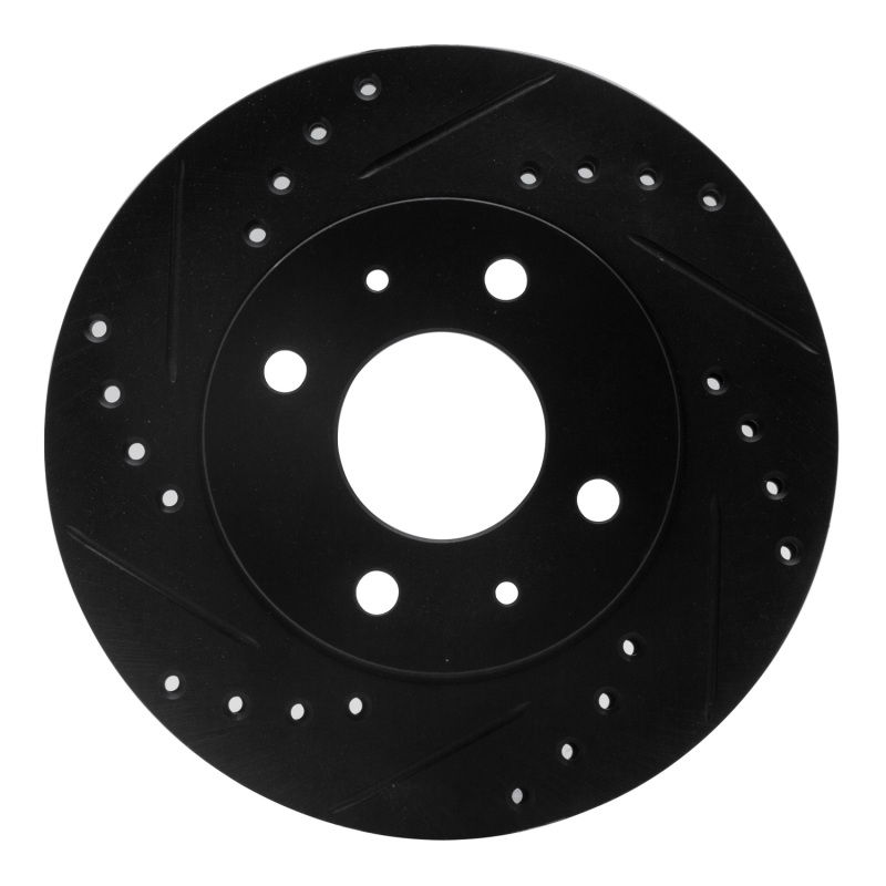 R1 86-17 Nissan NX Front Left Drilled & Slotted Black Brake Rotor