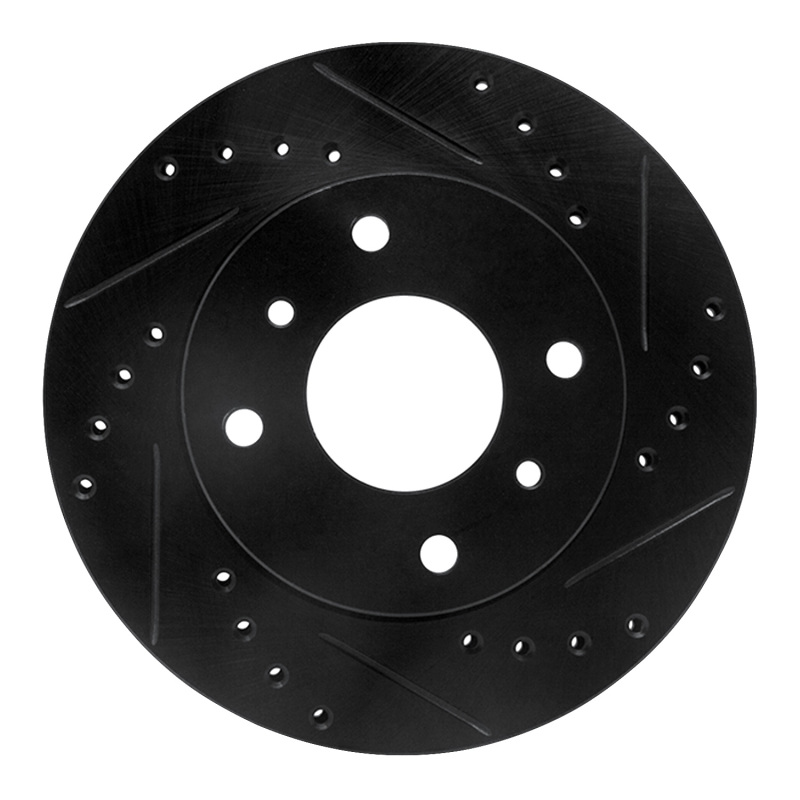 R1 89-13 Infiniti G20 Front Right Drilled & Slotted Black Brake Rotor