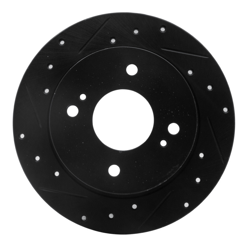 R1 89-98 Nissan 240SX Rear Left Drilled & Slotted Black Brake Rotor