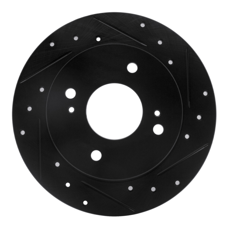 R1 89-98 Nissan 240SX Rear Right Drilled & Slotted Black Brake Rotor