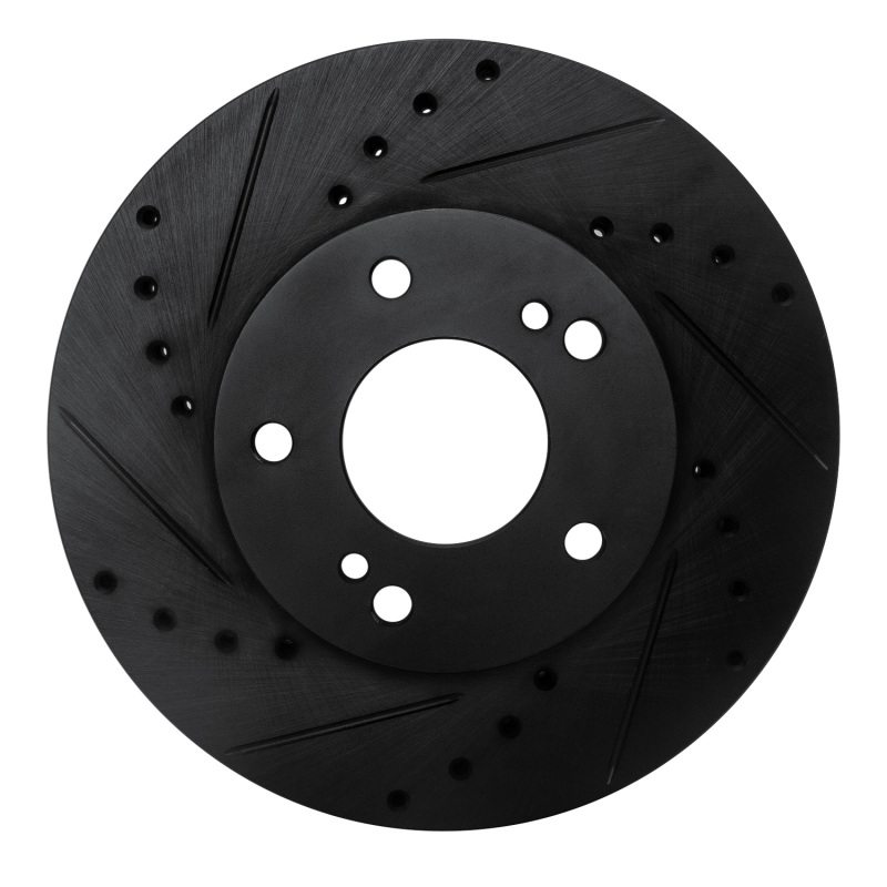 R1 89-90 Nissan 300ZX Front Left Drilled & Slotted Black Brake Rotor