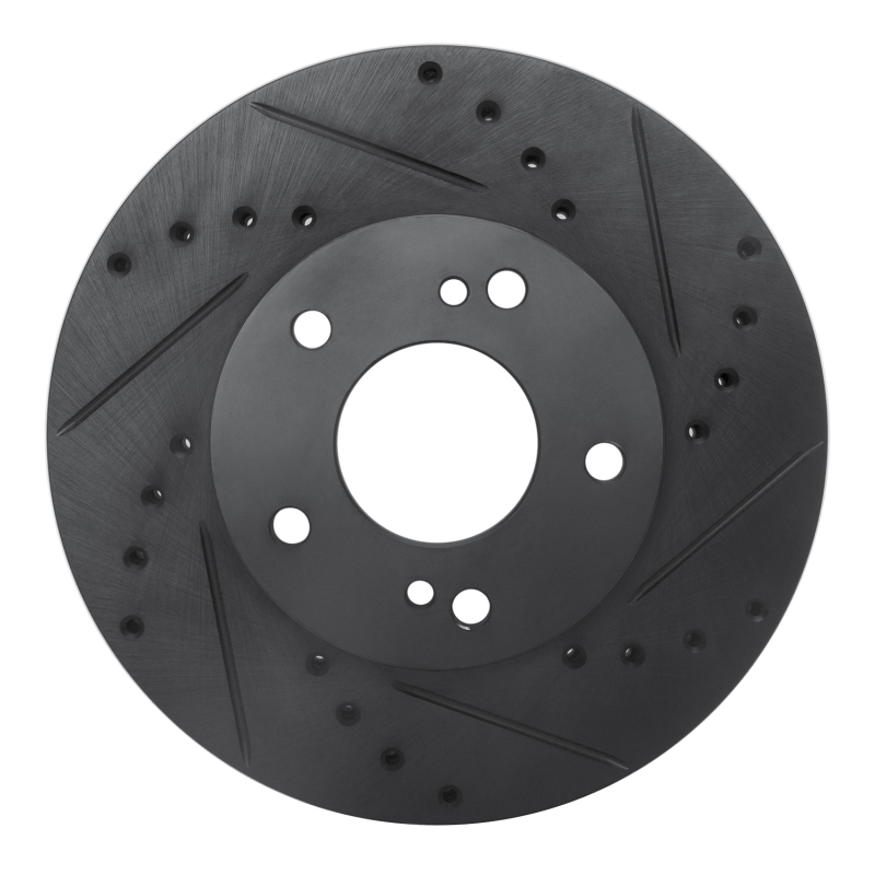 R1 89-90 Nissan 300ZX Front Right Drilled & Slotted Black Brake Rotor