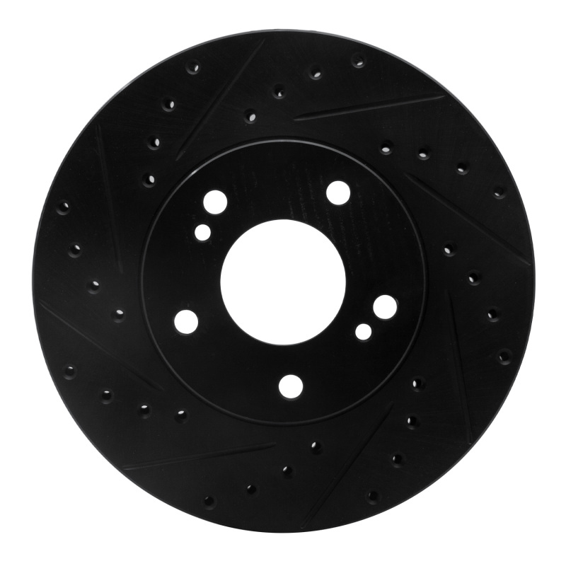 R1 89-96 Nissan 300ZX Front Left Drilled & Slotted Black Brake Rotor