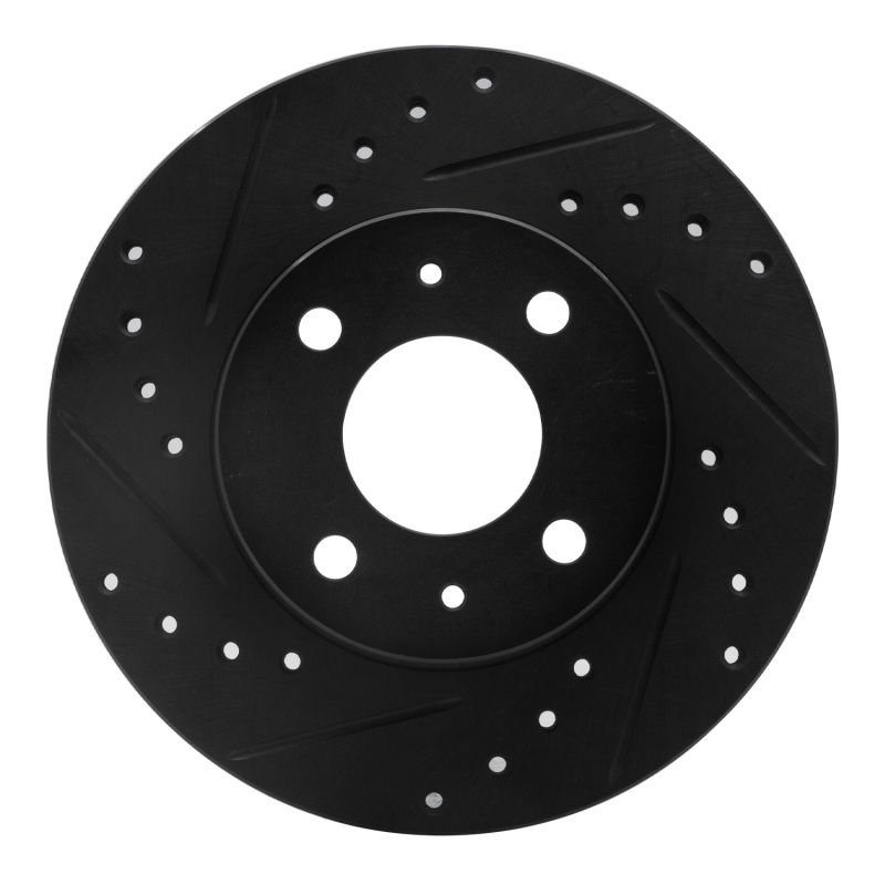 R1 88-06 Nissan NX Front Left Drilled & Slotted Black Brake Rotor