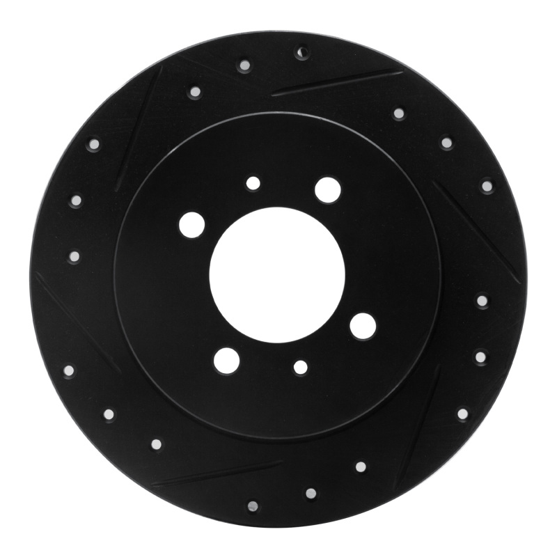 R1 91-94 Nissan Sentra Rear Left Drilled & Slotted Black Brake Rotor