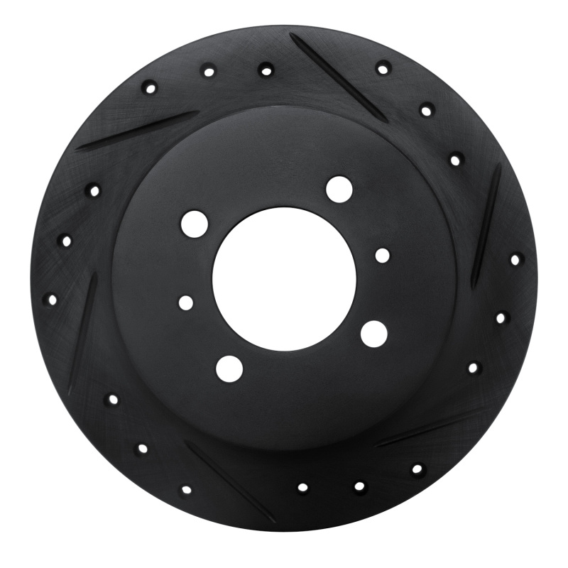 R1 91-94 Nissan Sentra Rear Right Drilled & Slotted Black Brake Rotor