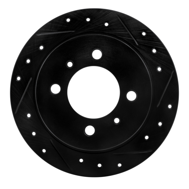 R1 91-06 Nissan NX Rear Right Drilled & Slotted Black Brake Rotor
