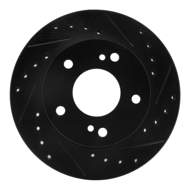 R1 94-96 Nissan 240SX Front Right Drilled & Slotted Black Brake Rotor