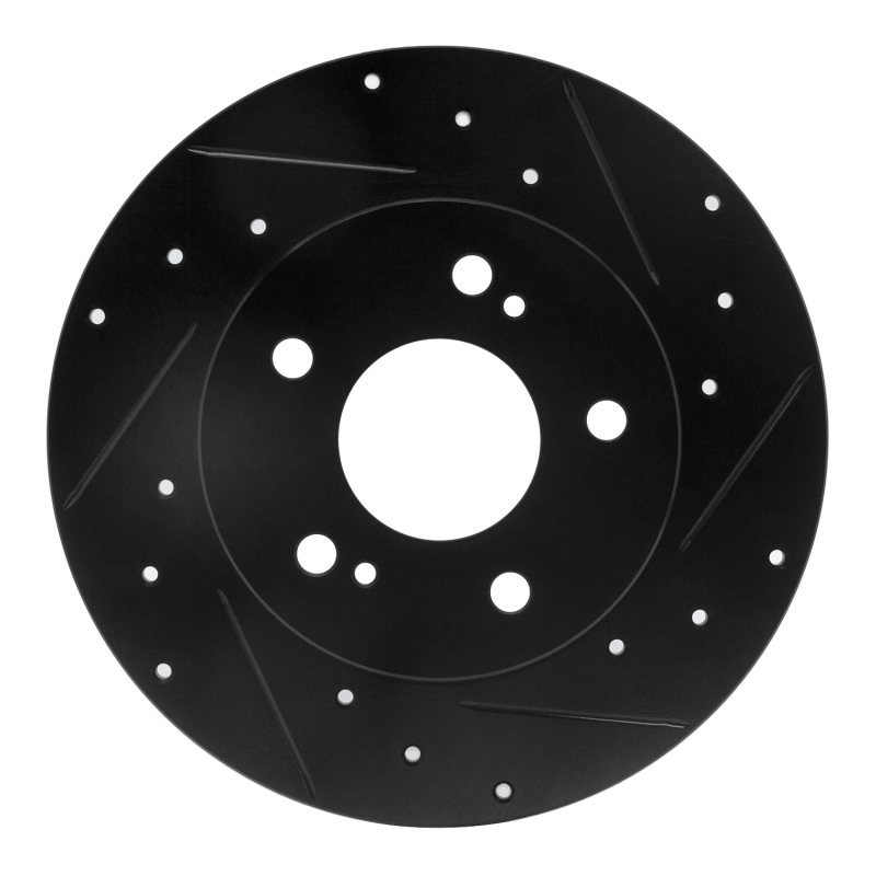 R1 94-04 Infiniti I30 Rear Right Drilled & Slotted Black Brake Rotor