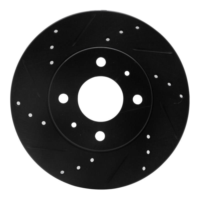 R1 95-00 Nissan 200SX Front Left Drilled & Slotted Black Brake Rotor