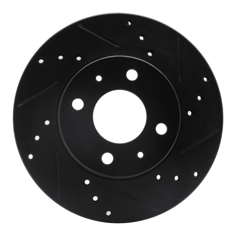 R1 95-00 Nissan Sentra Front Right Drilled & Slotted Black Brake Rotor