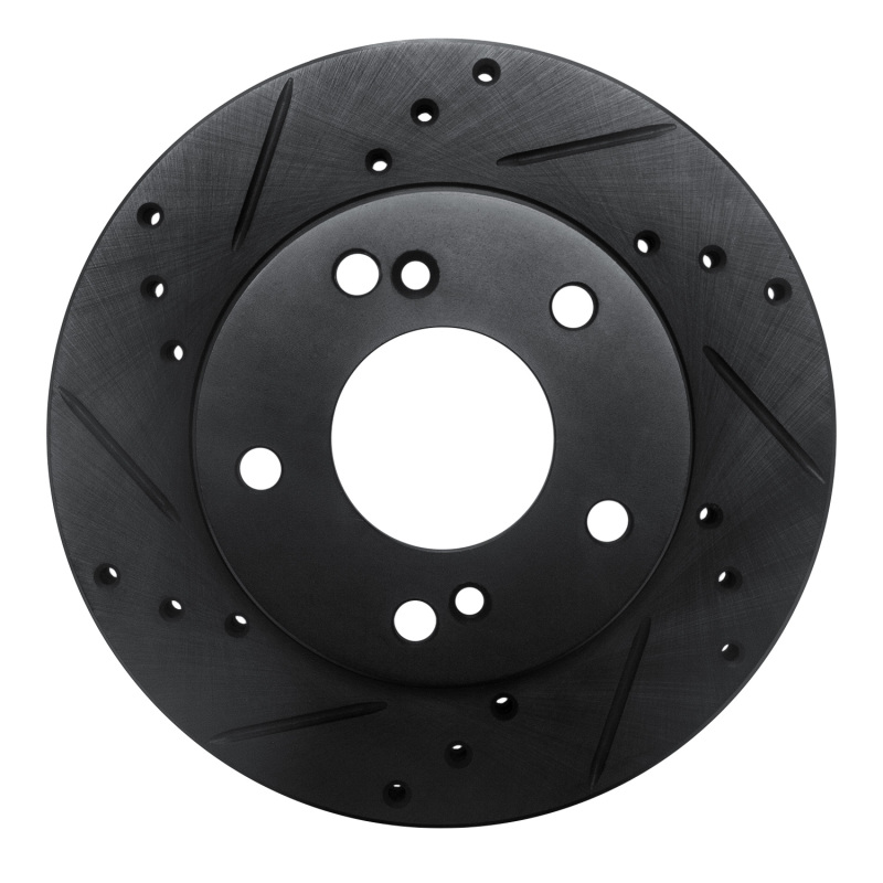 R1 96-98 Nissan 240SX Front Left Drilled & Slotted Black Brake Rotor