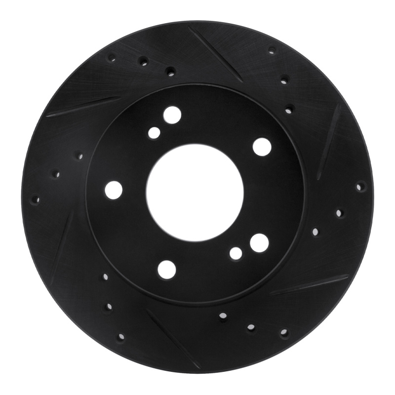 R1 96-98 Nissan 240SX Front Right Drilled & Slotted Black Brake Rotor