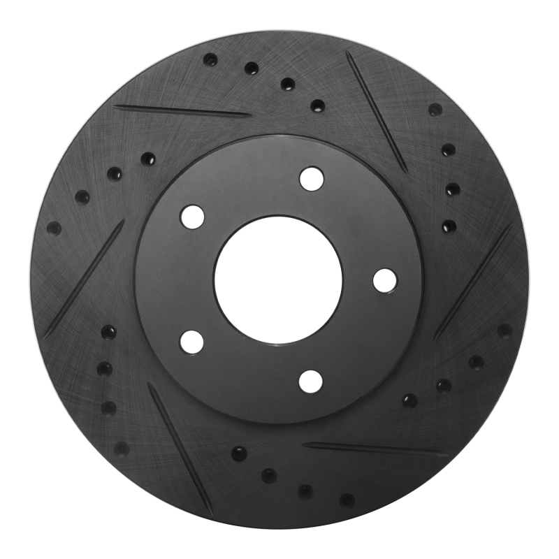 R1 99-01 Infiniti I30 Front Right Drilled & Slotted Black Brake Rotor