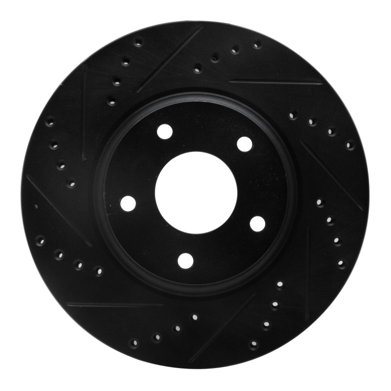 R1 02-06 Infiniti I35 Front Left Drilled & Slotted Black Brake Rotor