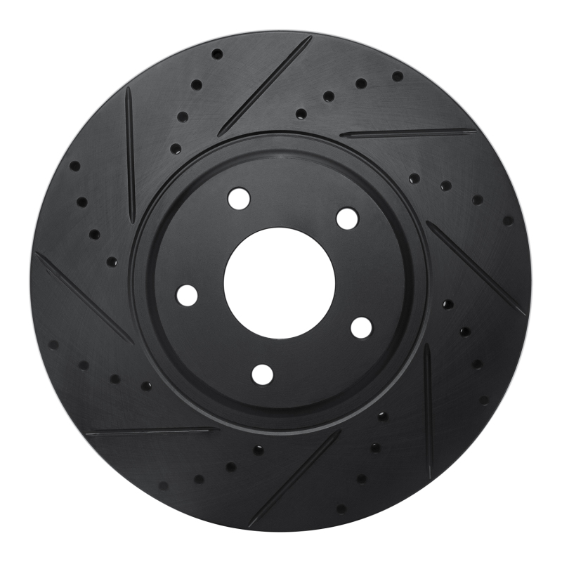 R1 03-05 Nissan Maxima Front Left Drilled & Slotted Black Brake Rotor