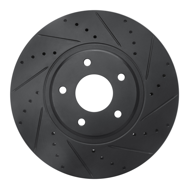 R1 03-05 Nissan Maxima Front Right Drilled & Slotted Black Brake Rotor