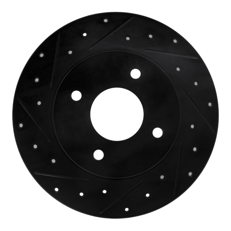 R1 04-06 Nissan Sentra Rear Left Drilled & Slotted Black Brake Rotor