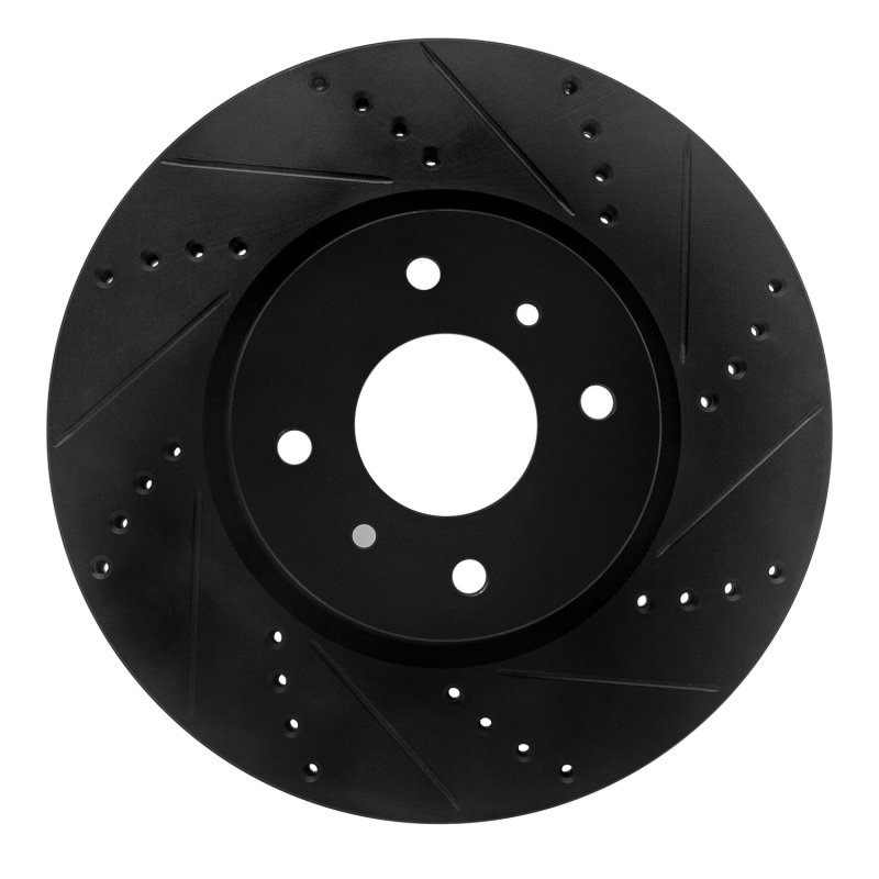 R1 04-06 Nissan Sentra Front Right Drilled & Slotted Black Brake Rotor