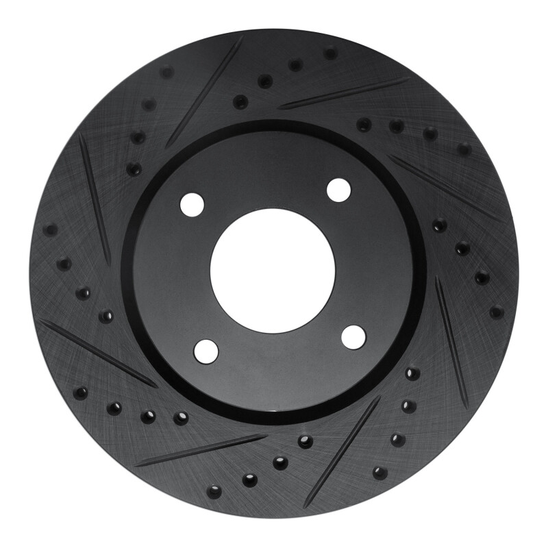 R1 07-14 Nissan Sentra Front Left Drilled & Slotted Black Brake Rotor