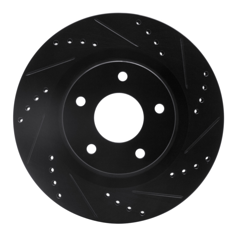 R1 07-13 Nissan Altima Front Right Drilled & Slotted Black Brake Rotor