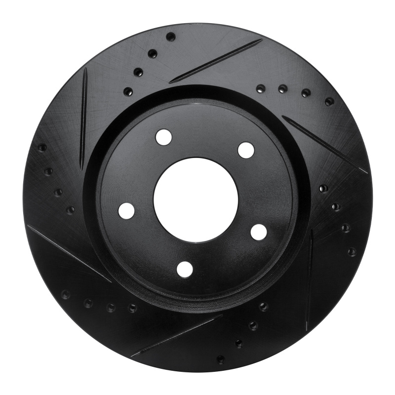 R1 07-15 Nissan Sentra Front Left Drilled & Slotted Black Brake Rotor