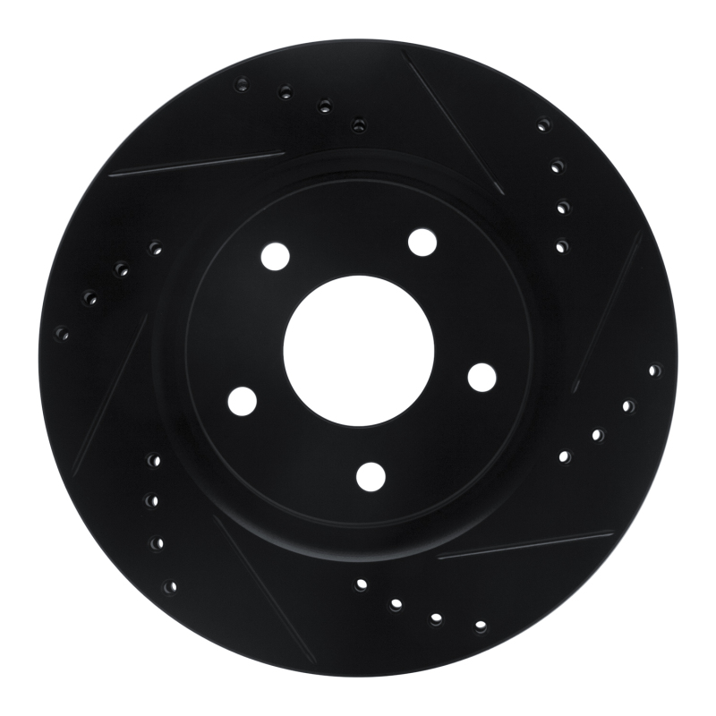 R1 07-15 Nissan Rogue Front Right Drilled & Slotted Black Brake Rotor