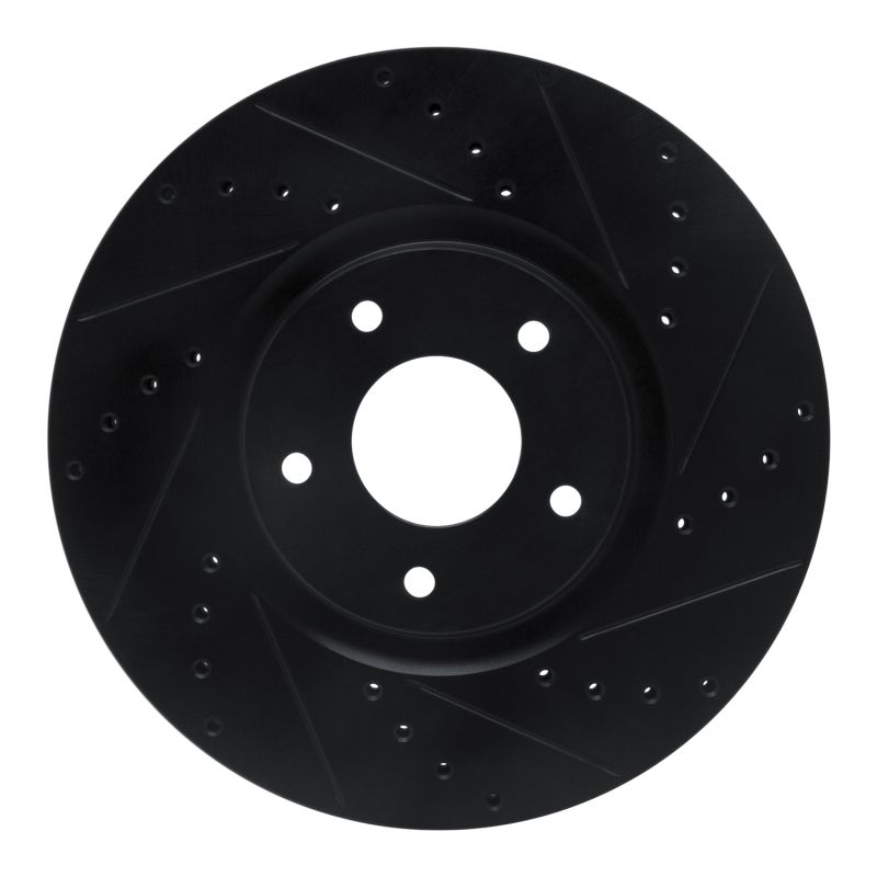 R1 07-17 Nissan Sentra Front Right Drilled & Slotted Black Brake Rotor