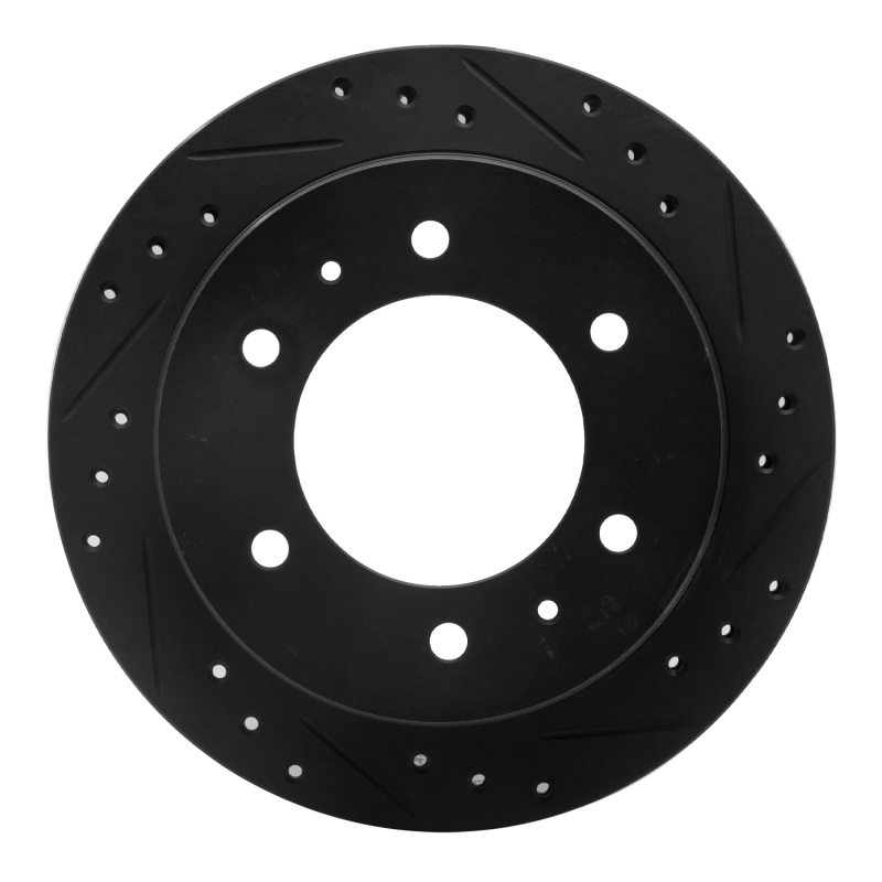 R1 88-95 Nissan Pathfinder Rear Right Drilled & Slotted Black Brake Rotor