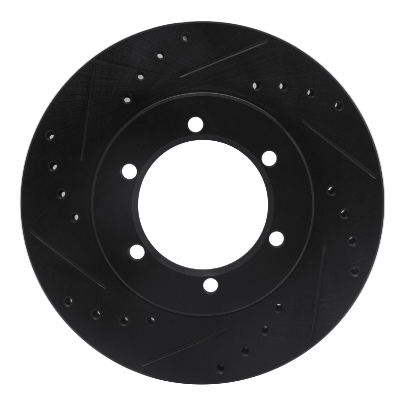 R1 98-15 Nissan Frontier Front Left Drilled & Slotted Black Brake Rotor