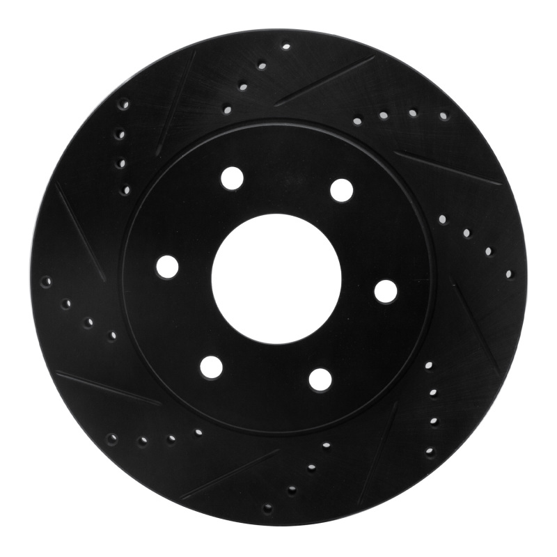 R1 04-05 Infiniti QX56 Front Left Drilled & Slotted Black Brake Rotor