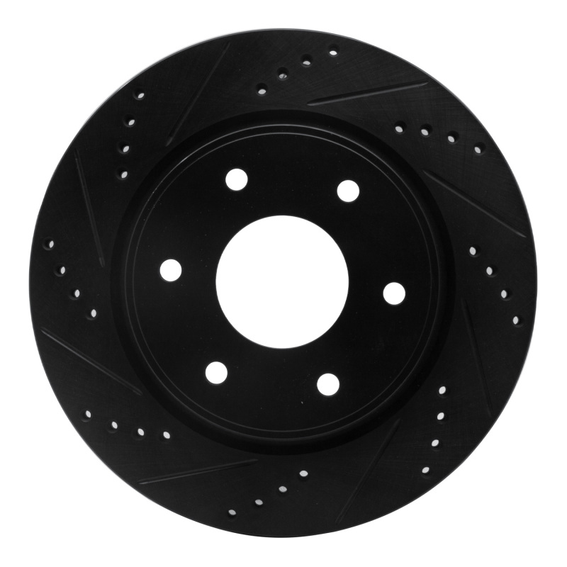 R1 05-07 Infiniti QX56 Front Left Drilled & Slotted Black Brake Rotor