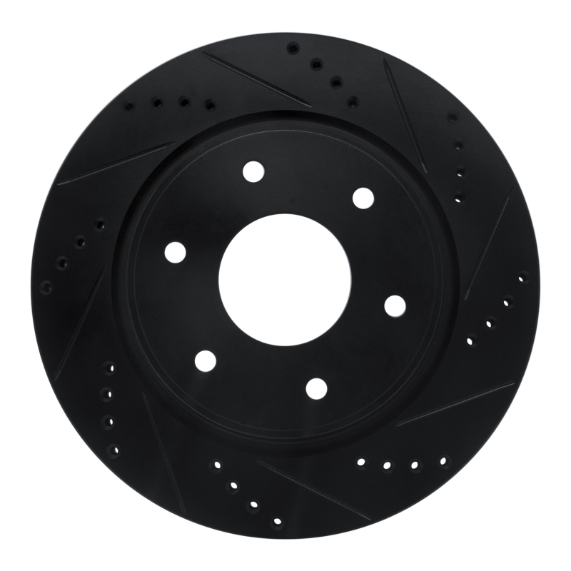 R1 05-07 Infiniti QX56 Front Right Drilled & Slotted Black Brake Rotor