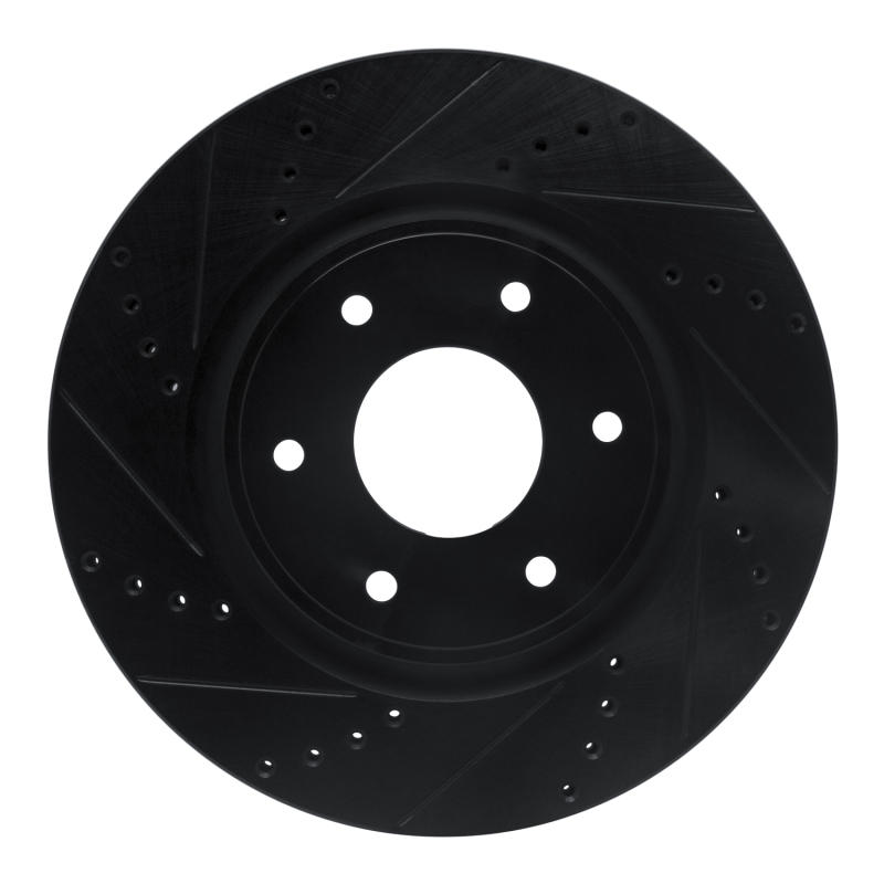 R1 05-07 Infiniti QX56 Front Left Drilled & Slotted Black Brake Rotor