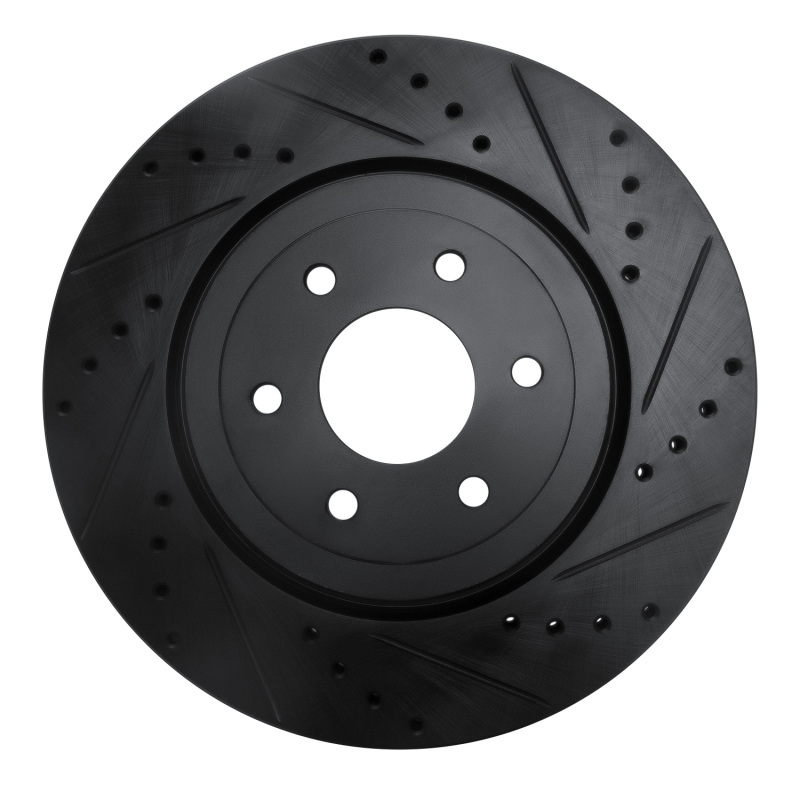 R1 08-11 Nissan Pathfinder Front Right Drilled & Slotted Black Brake Rotor